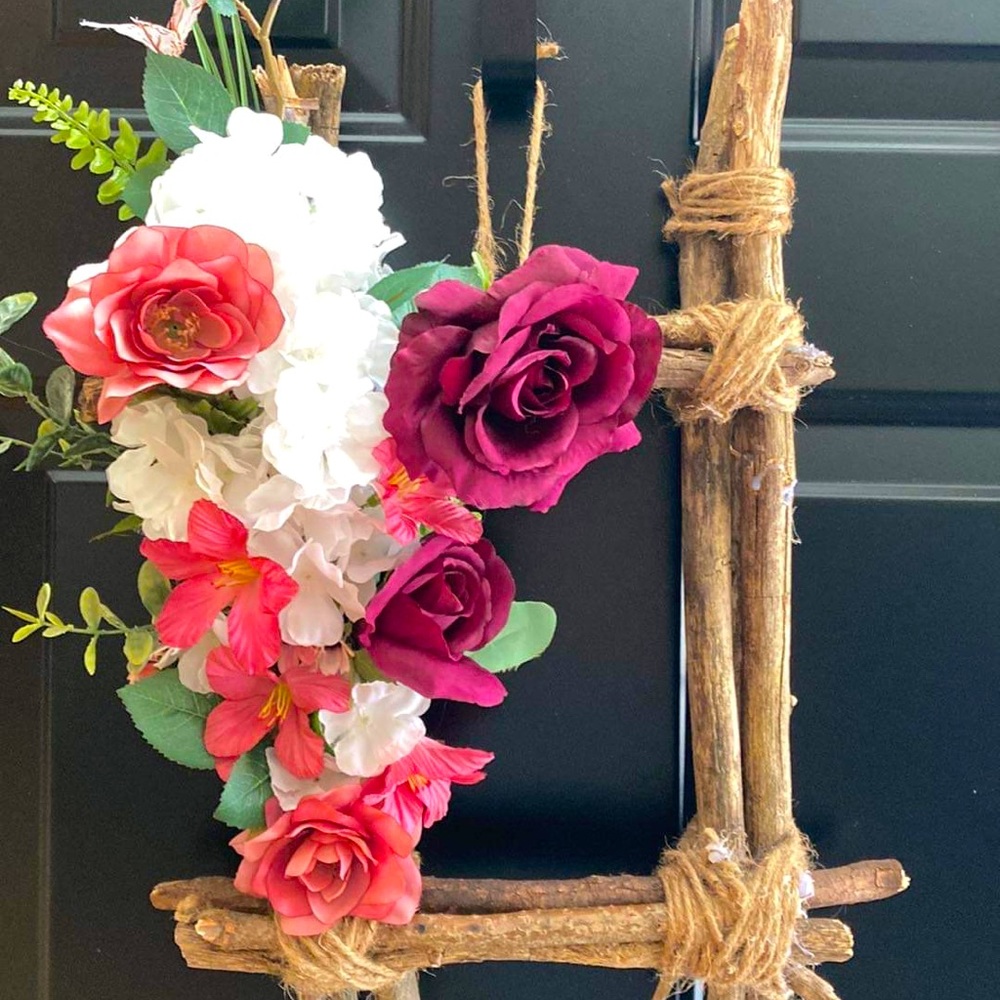 Rustic floral door hanger